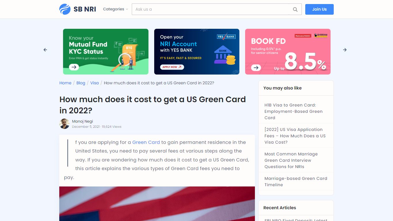 How much does it cost to get a US Green Card in 2022?