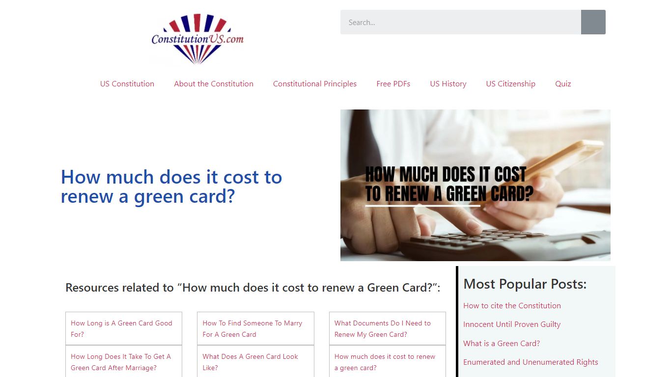 How much does it cost to renew a green card? - Constitution of the ...